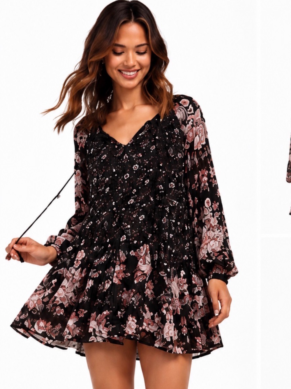 Free People Lucky Loosie Floral Boho Swing Dress